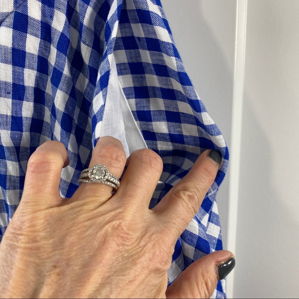 J. Crew Gingham Pleated Mini Royal Blue & White - Picture 2 of 6